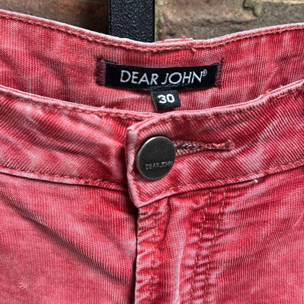 Dear John Women’s Red Marble Corduroy Low Rise Pants Size 30 - Picture 2 of 4